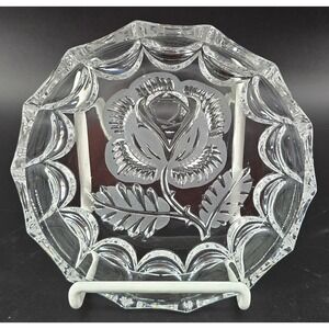 Vintage Hofbauer Crystal 5" Diameter Rose Bowl Brilliance Etched Frosted Trinket
